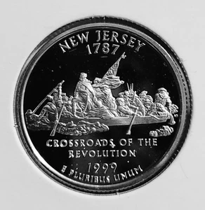 1999 S New Jersey 90% Deep Cameo Silver Proof State Quarter - Picture 1 of 2