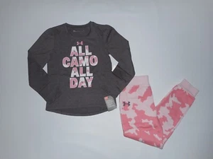 UNDER ARMOUR 2 PC Pink ALL DAY CAMO SET Jogger PANTS & SHIRT Girls Size 6X NEW - Picture 1 of 4