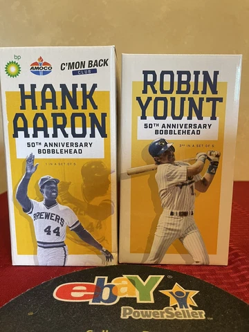 Hank Aaron & Robin Yount Bobblehead Milwaukee Brewers 2021 SGA Cover