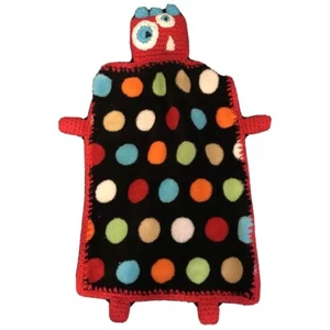Handmade Crochet Fleece Baby Security Blanket Mommy’s Little Monster Polka Dots - Picture 1 of 7