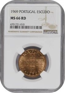 🟥 1 escudo 1969 Portugal NGC MS66 RD - Picture 1 of 2