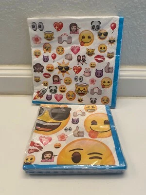 Lot of 2 packs Emoji Party Birthday Luncheon & Beverage Paper Napkins 16ct each - Image 1 of 2