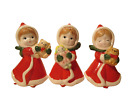 Napcoware #2233 lot of 3 girls Christmas figurines 4" bear doll puppy vintage
