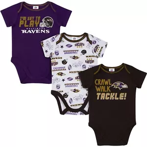 Baltimore Ravens Baby Onesie Bodysuit 3 Pk - Gerber NFL Newborn 3-6m - Picture 1 of 1