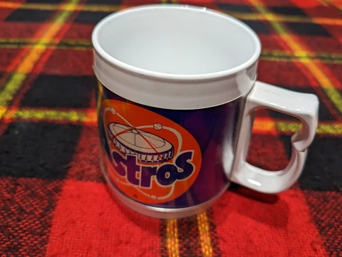 Vintage MLB Houston Astros Baseball Astrodome Thermo Serv 1980s Plastic Mug Cup Cover