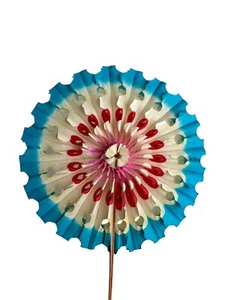14 MCM Paper Flower Honeycomb Decoration Hand Parlor Funeral Fan Tree Top Japan - Picture 1 of 9