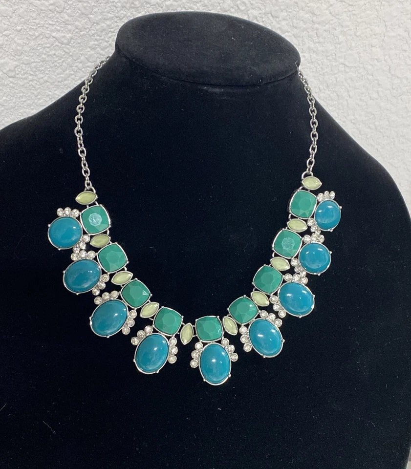 Collar declaración Lia Sophia Kimberly Claire azul verde cristal piedras aqua Foto 1 de 1