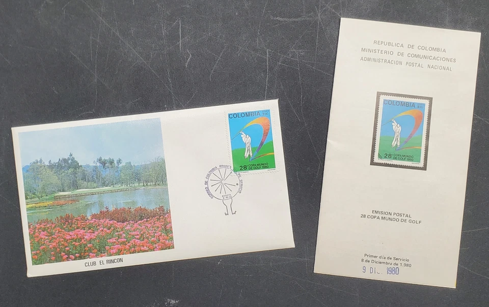 Colombia C695 Golf FDC + New Issue Release - Rare! - Image 1 of 1