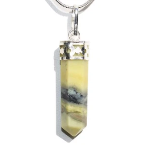 CHARGED Faceted Himalayan Serpentine Crystal Point Pendant + 20" Chain - Picture 1 of 9