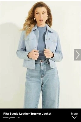 NWT Guess Rita Suede Leather Woman’s Trucker Jacket - Image 1 of 4