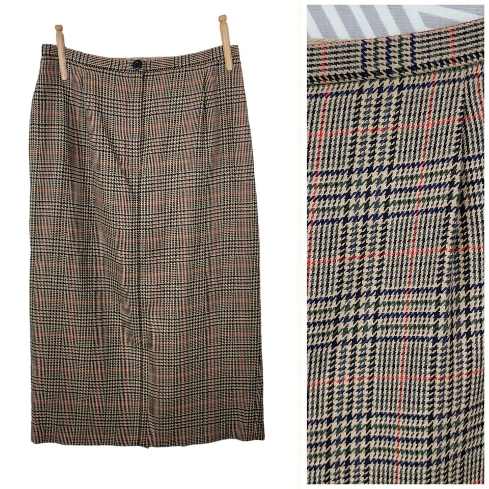 Винтажная юбка Houndstooth размер 10/12 середины икры длина карьера клетку карьера  - Изображение 1 из 4