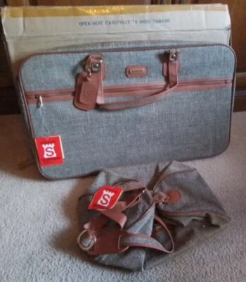 Maleta de tweed Samsonite vintage NOS + bolsa de viaje de mano colección especial Foto 1 de 4