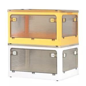 Foldable Storage Containers Stackable 5 Sides Open Organizer Boxes Transparent - Picture 1 of 119