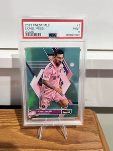 2023 Topps Finest MLS Lionel Messi Aqua /75 PSA 9 Inter Miami - Picture 1 of 6