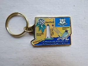 Connecticut State Enamel and Metal Key Chain - Picture 1 of 2