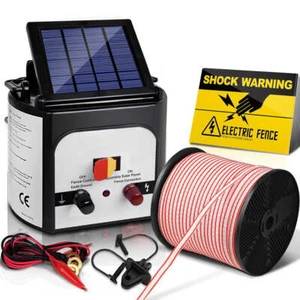 NNEDSZ 8km Solar Electric Fence Energiser Charger with 400M Tape and 25pcs Insul - Picture 1 of 7