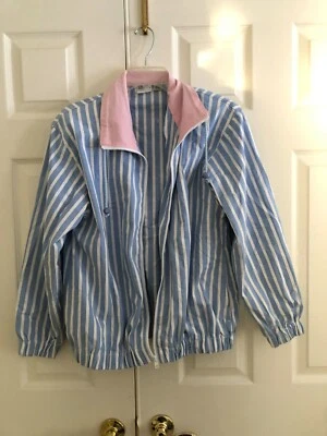 Line Up Size  S Blue White Pink Neck Zip Up Jacket Women 100%cotton - Image 1 of 4
