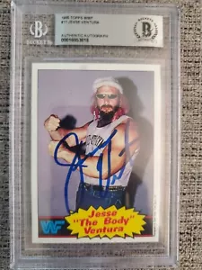 Jesse Ventura AUTO 1985 Topps #11 BECKETT BAS Authenticated WWF WWE HOF - Picture 1 of 2