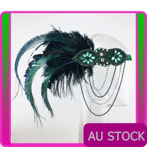 20s 1920s Headband Vintage Bridal Great Gatsby Headpiece Costume Accessories - Picture 1 of 4