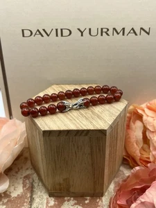 David Yurman .925 Sterlingsilber Spirituelles Perlen Karneol Kugel Armband Herren - Bild 1 von 17