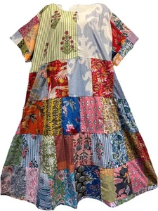 Nwt FUNKY STUFF nothing matches patch cotton maxi hippy boho DRESS 6X Free shipp - Picture 1 of 6