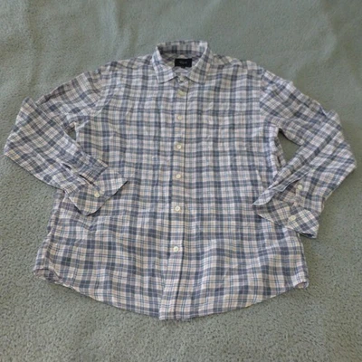 Rails Shirt Mens Large Button Up Linen Blend Long Sleeve Plaid Gray Light Pink - Image 1 of 4