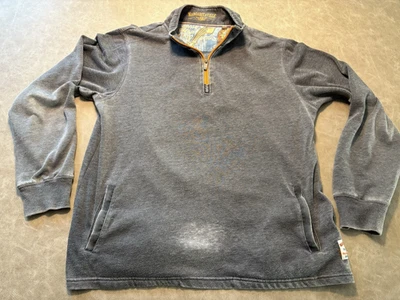 Margaritaville 1/4 Zip Distressed Sweatshirt Long Sleeve Gray Men's Medium - Image 1 of 4
