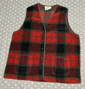 Vintage Eddie Bauer Tartan Plaid Vest Women’s Large Multicolor Fleece 80’s🔥 - Picture 1 of 10