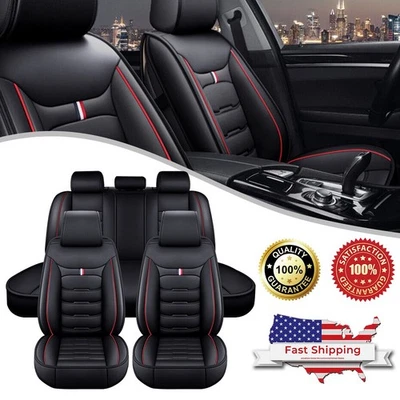 Auto Full Set Luxury Leather Seat Covers 5-Seats Front Rear Protector For Toyota Foto 1 de 4