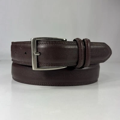 Brown Soft Full Grain Leather Dress Belt - Men's Size 34 - Image 1 of 4