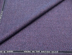 Purple Blue Chevron Tweed Fabric Upholstery Cushion Curtain SOLD PER METER - Picture 1 of 5