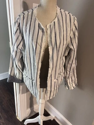 Blazer mujer a rayas color blanco con rayas azules manga larga talla 14. Foto 1 de 4