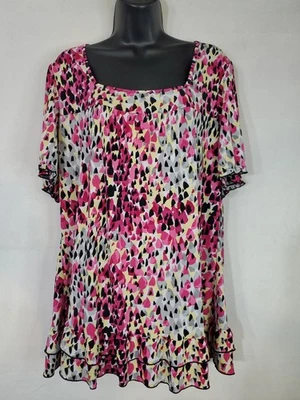 Vintage Gitano Women's Blouse Size 18/20W Stretch Multicolor Short Sleeve - Image 1 of 4