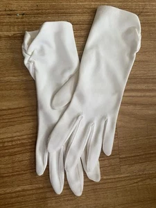Beautiful Vintage Gloves White Size Large Gathering At Wrist - Picture 1 of 4
