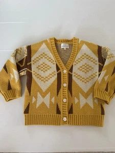 Goldie And Ace Size 3 Retro Style Cardigan V Neck Yellow Print Long Sleeve - Bild 1 von 7