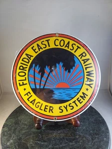 Florida East Coast Railway Enamel Porcelain Metal Sign 10" Ande Rooney Flager-S - Picture 1 of 7