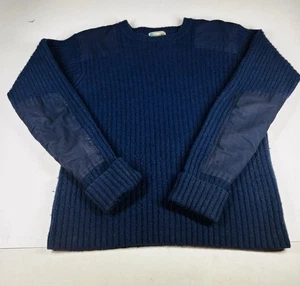 LL Bean Military Commando Pullover Herren Medium Navy 100% Merino Lammwolle Vintage - Bild 1 von 4