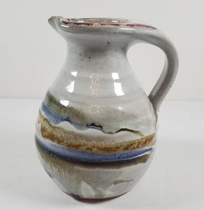 Vintage Krug Robert Fishman Studio Keramik grau/blau klein 5" H Dekanter - Bild 1 von 9
