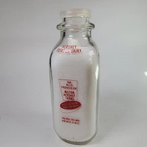 Botella de leche de pinta Hershey Estate vaso lácteo chocolate Milton Hershey Farms - Imagen 1 de 3