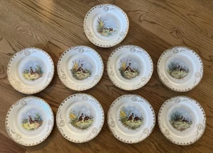 Carlsbad Cina Austria Set di 9 piatti fauna selvatica - cervo conigli anatre quaglia - 8,5" - Foto 1 di 13