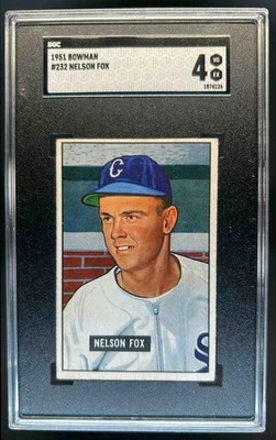 1951 Bowman Nelson Fox Rookie RC #232 White Sox SGC 4 - Image 1 of 2