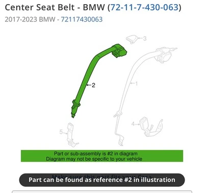Cinturón de seguridad superior central trasero BMW 530e 530i 550 540 2017-2023 72117430063 OEM nuevo Foto 1 de 4