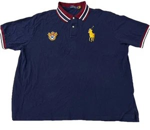Polo Ralph Lauren Polo Shirt Crest Big Pony Short Sleeve Preppy Blue Men's 3XLB - Picture 1 of 7