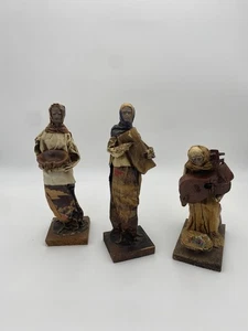 Juego de 3 figuras vintage de arte popular mexicano papel maché hechas a mano etiquetas EB - Imagen 1 de 12