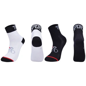 2 Pairs Cycling Socks Road Riding Bicycle Bike Sports Ankle Socks XC Black White - Picture 1 of 8