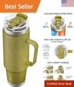 40oz Tumbler with Handle, Stainless Steel Travel Mug with 2-in-1 Straw and Si... - Picture 1 of 8