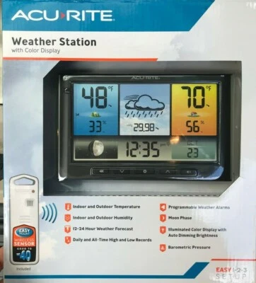 AcuRite - 02098 - Digital Weather Station Color Display Weather Clock - Black - Image 1 of 2
