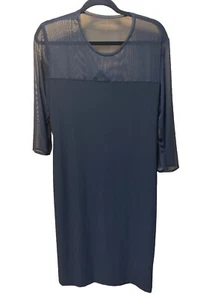 Norma Kamali Kamali Kulture Black 3/4 Sleeve Dress Mesh Sleeves Neckline Sz XL - Picture 1 of 5
