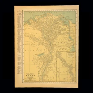 Antique EGYPT Map of the Nile River Eastern Africa Alexandria Cairo Vintage - Picture 1 of 8