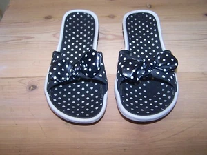 Women's Polka Dot Bowknot Slippers Casual Slides Flats Beach Sandals SZ 6 - Picture 1 of 6